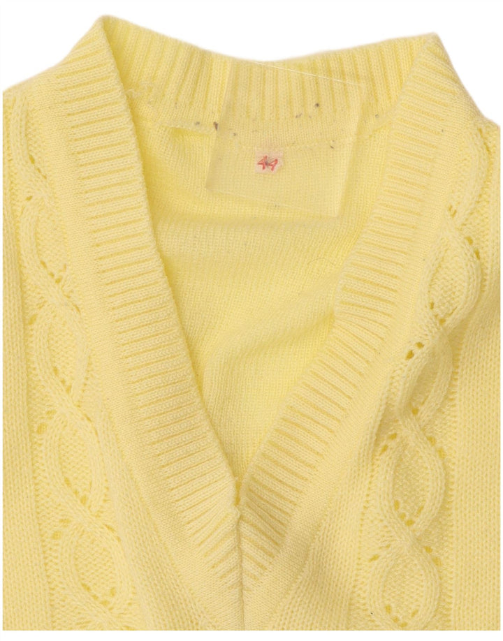 Suéter feminino VINTAGE com decote em V IT 44 amarelo médio