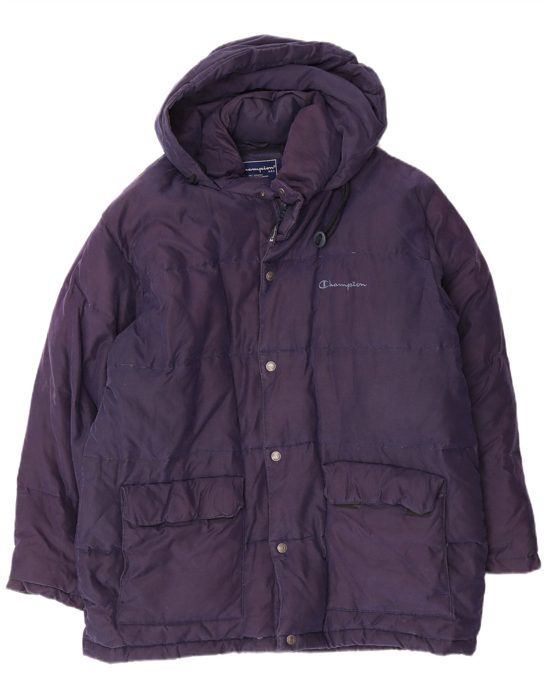 Jaqueta masculina acolchoada com capuz CHAMPION UK 38 médio azul marinho nylon