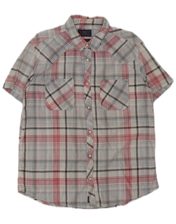 Camisa masculina de manga curta Rifle 2XL algodão xadrez azul