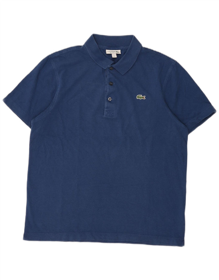 Camisa polo masculina Lacoste tamanho 5 grande algodão azul marinho