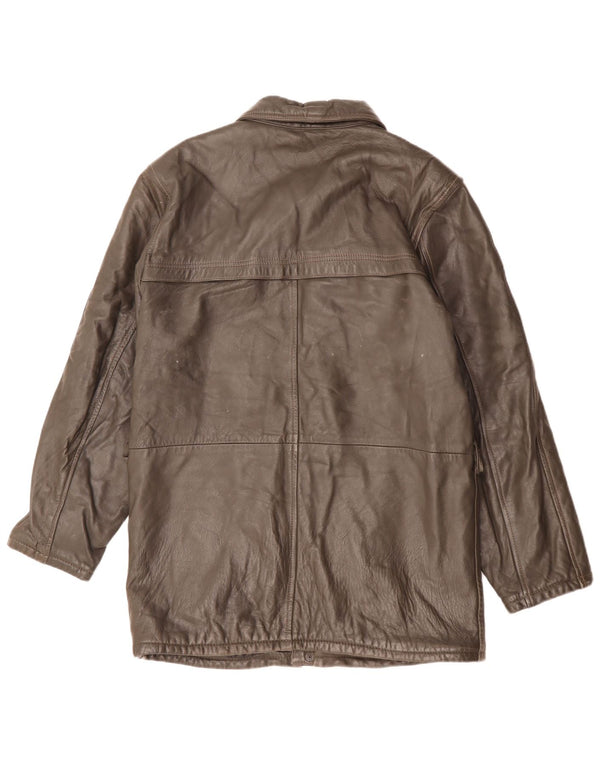 Jaqueta de couro masculina vintage IT 48 couro marrom médio