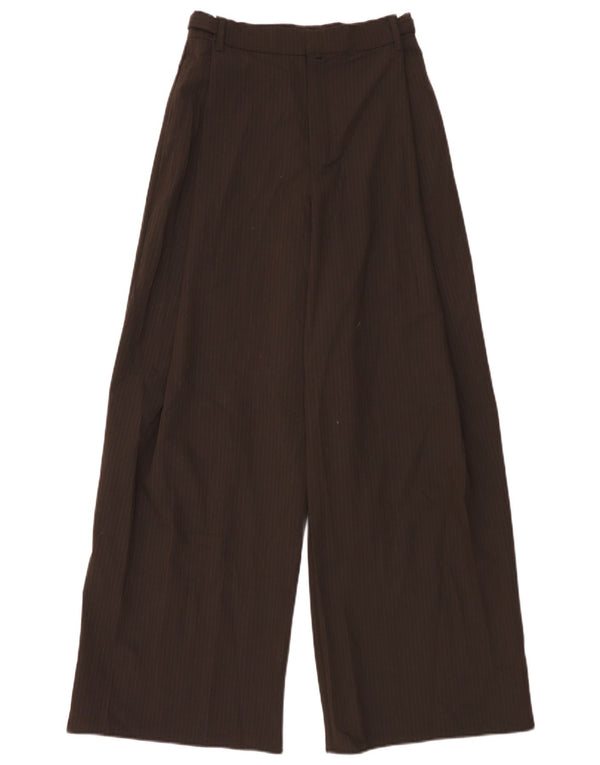 Zara Calça Chino Feminina Cintura Alta Perna Larga XS W24 L31 Risca de Giz Marrom