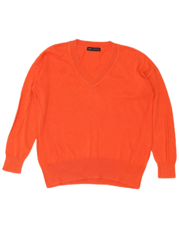 Suéter feminino Marks & Spencer com decote em V Reino Unido 14 médio vermelho