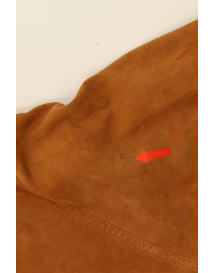 Jaqueta bomber masculina vintage de camurça UK 40 grande marrom