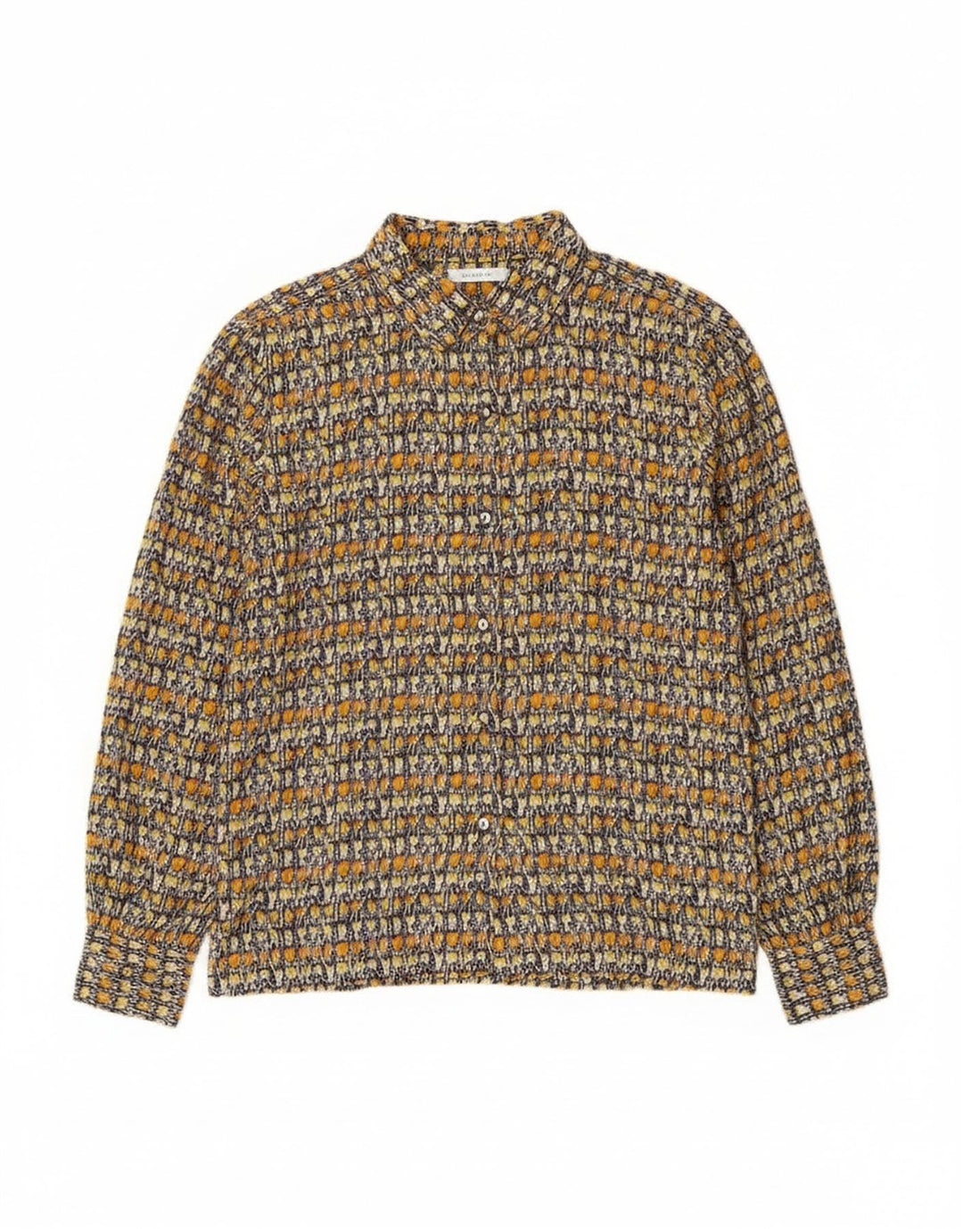 Camisa feminina vintage com padrão abstrato Reino Unido 14 grande multicolorida