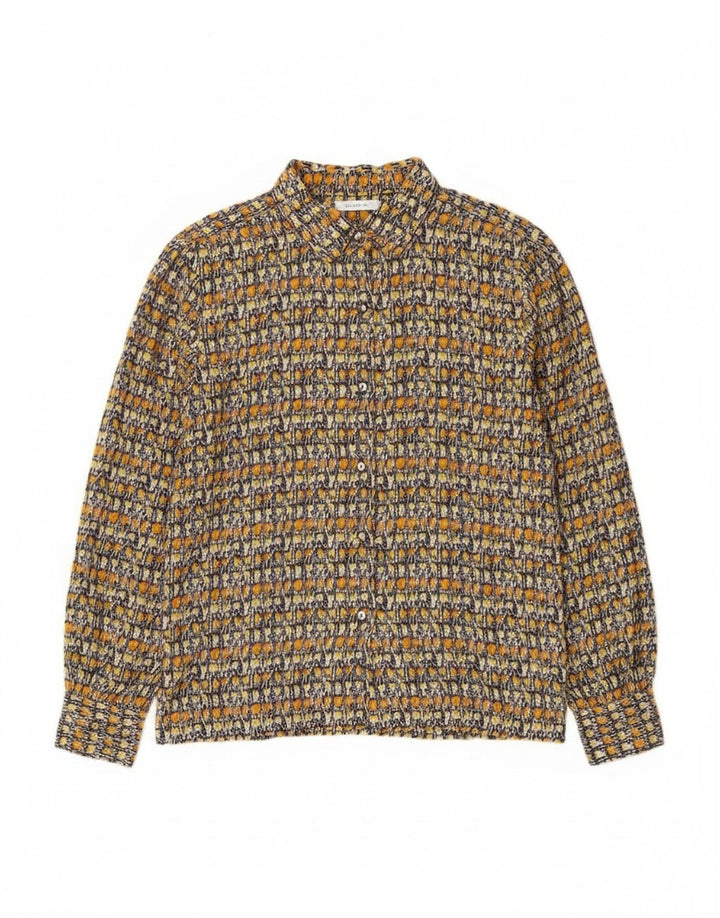 Camisa feminina vintage com padrão abstrato Reino Unido 14 grande multicolorida