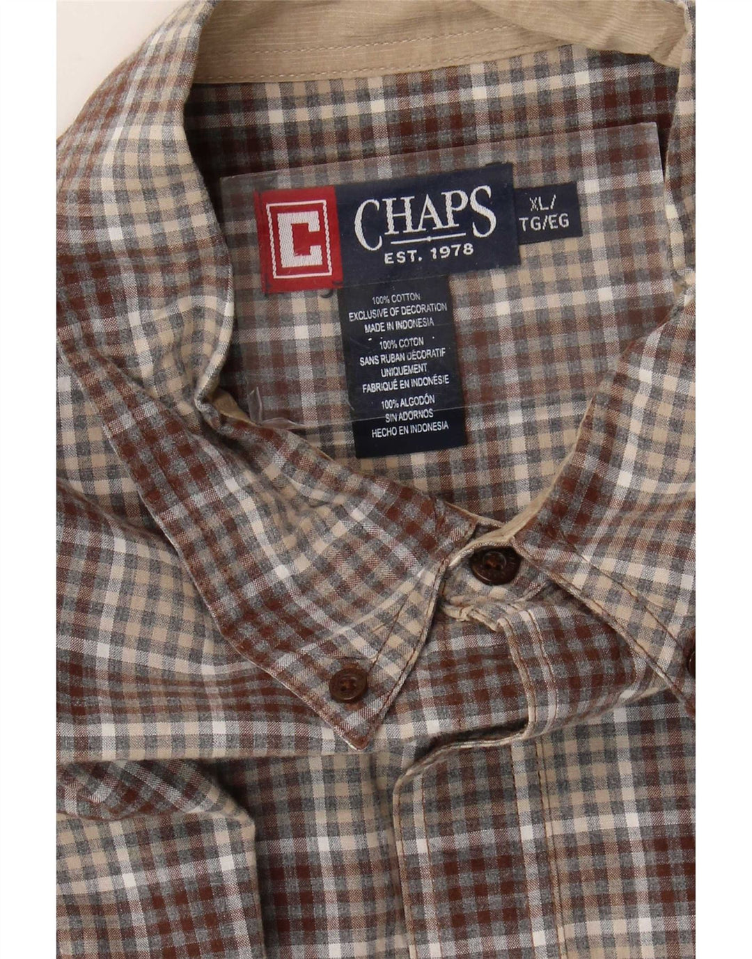 Camisa masculina Chaps XL marrom xadrez algodão