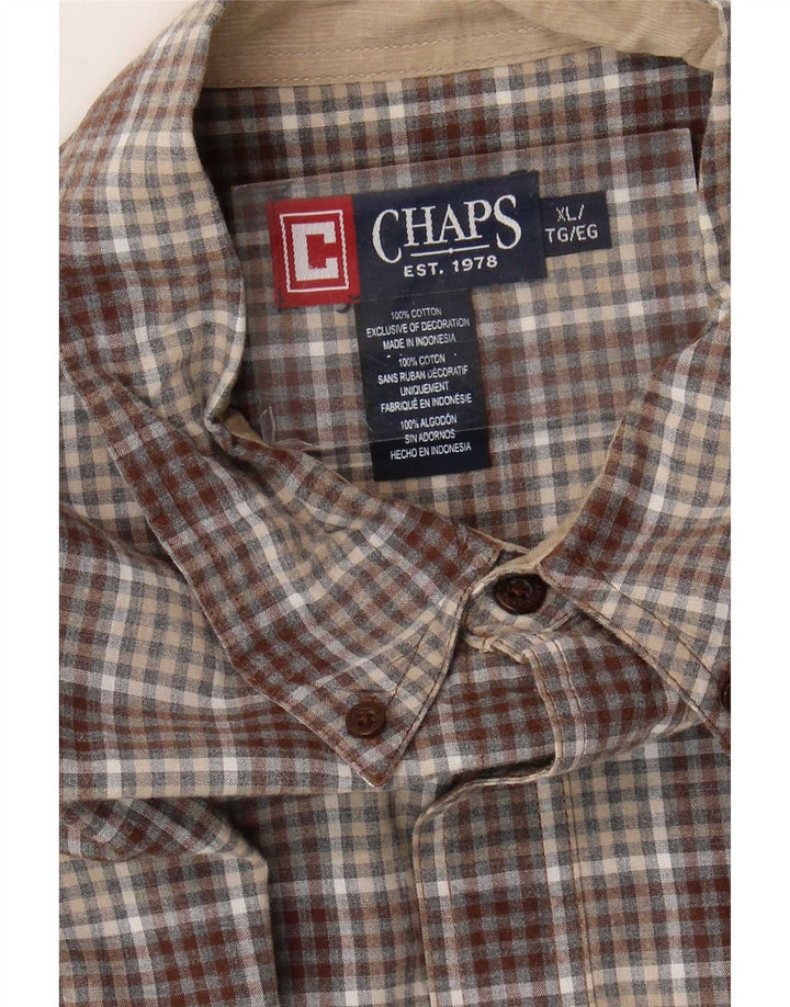 Camisa masculina Chaps XL marrom xadrez algodão