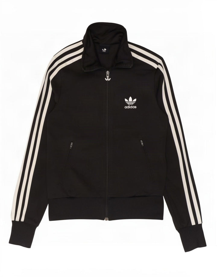 Adidas Womens Graphic Tracksuit Top Jacket EU 34 XS Poliéster Preto