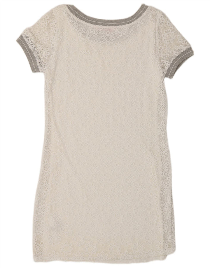 Vestido bainha feminino Desigual UK 14 médio branco floral poliamida