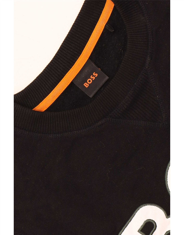 Hugo Boss moletom gráfico masculino jumper grande algodão preto