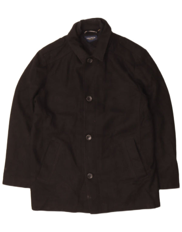 Sobretudo masculino NAUTICA UK 40 grande lã preta