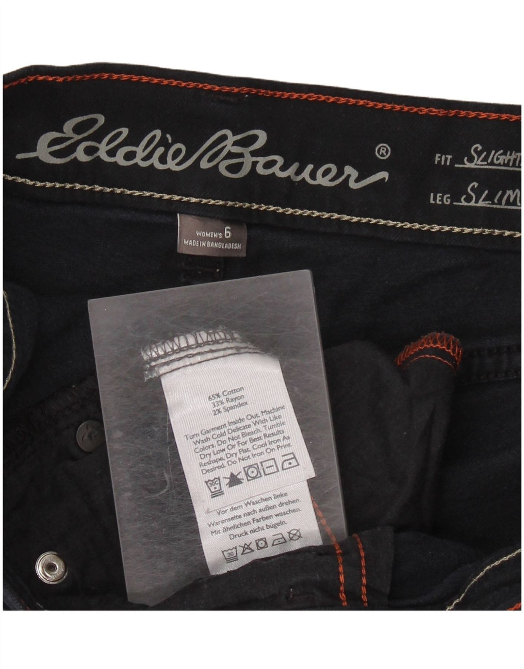 Eddie Bauer Jeans Slim Feminino US 6 Médio W30 L29 Algodão Azul Marinho