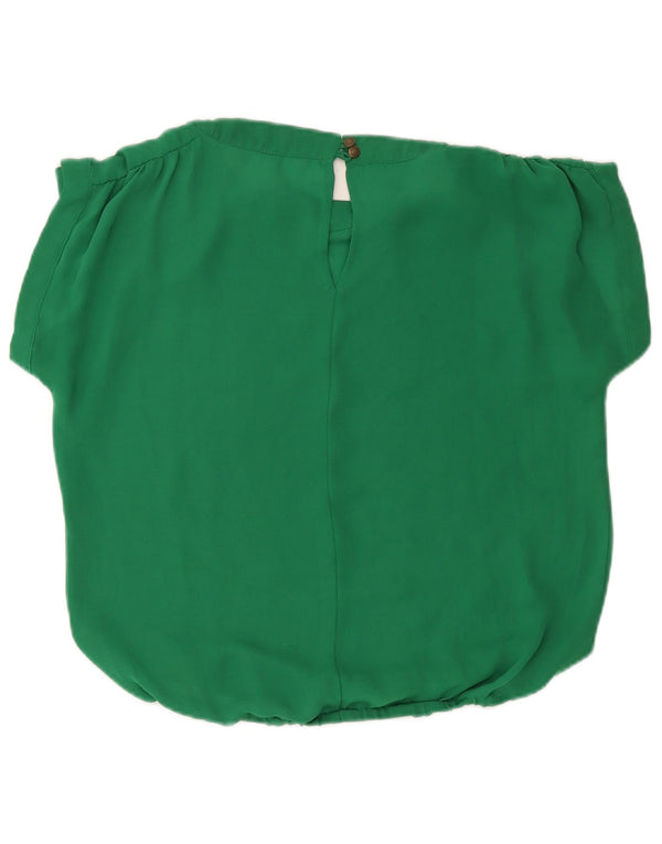 Zara blusa feminina oversized top UK 10 pequeno verde