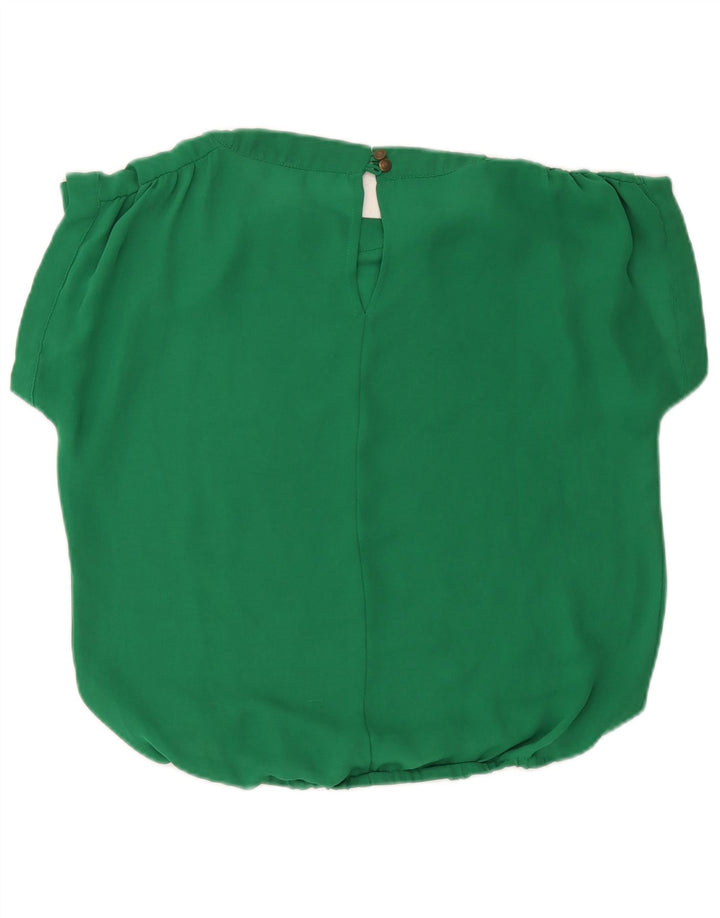 Zara blusa feminina oversized top UK 10 pequeno verde