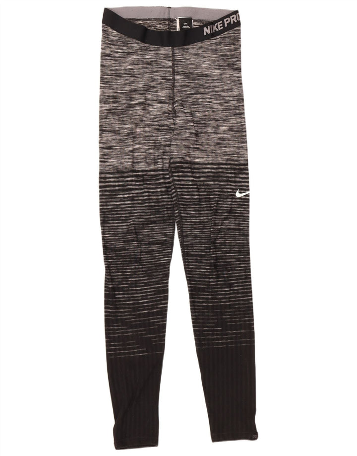 Leggings femininas Nike Graphic UK 14 grandes listradas pretas de poliéster