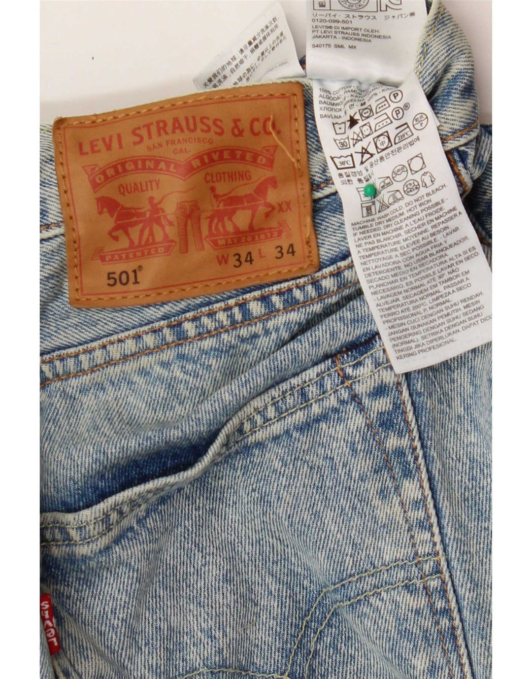 Calça Jeans Levis Masculina 501 Distressed Straight W34 L34 Azul Algodão