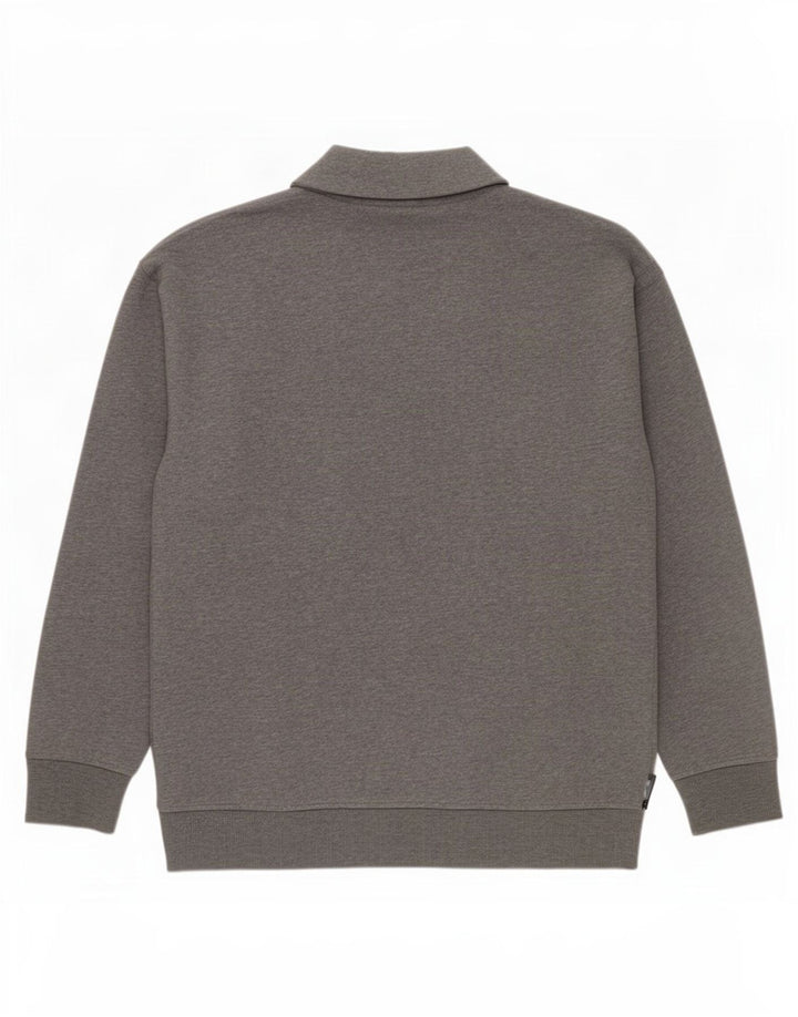 Vans Mens Graphic Zip Neck Moletom Jumper Médio Cinza Algodão