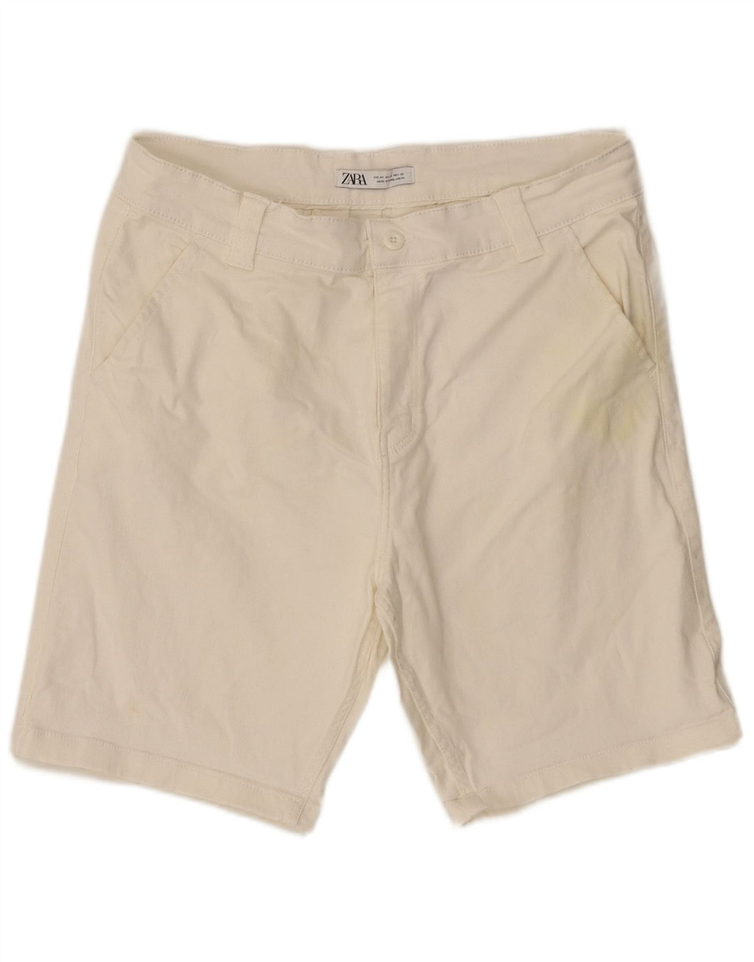Zara Mens Chino Shorts EU 42 Grande W32 Algodão Branco
