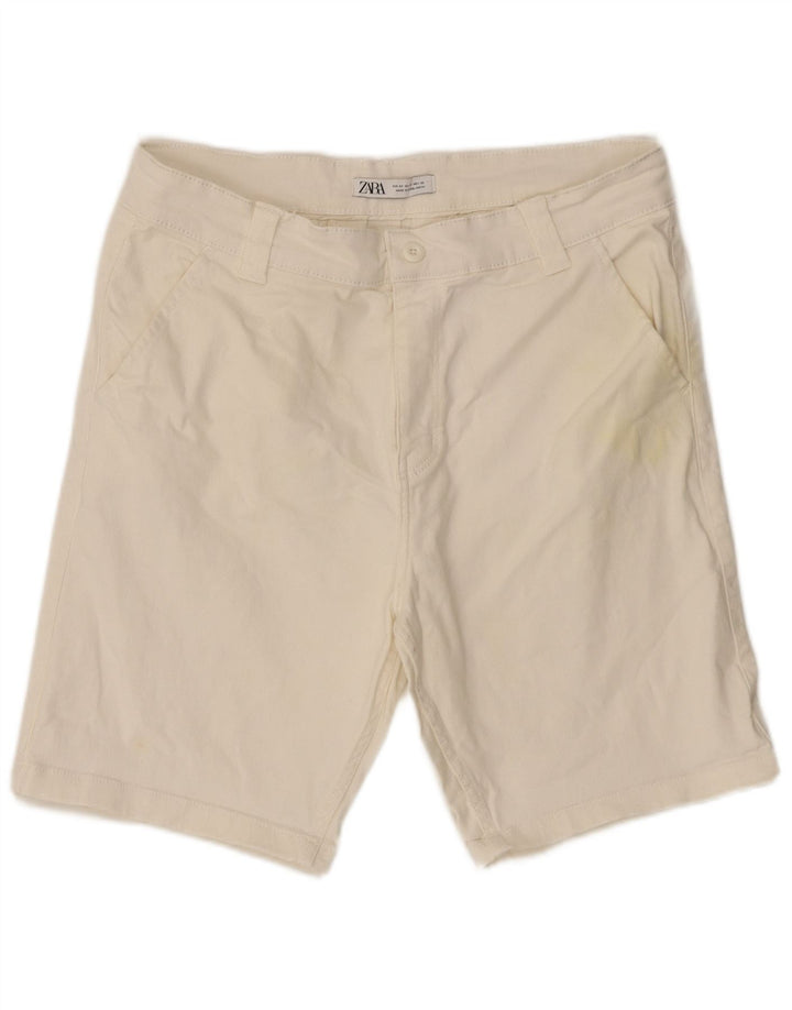 Zara Mens Chino Shorts EU 42 Grande W32 Algodão Branco