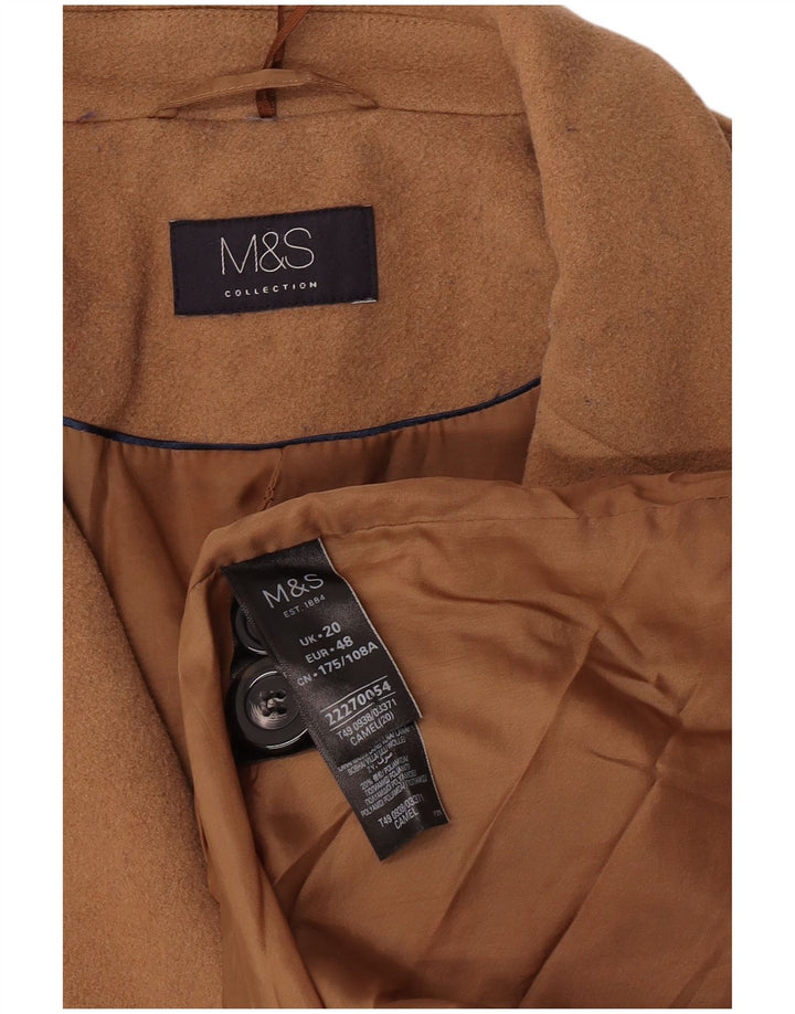Sobretudo feminino Marks & Spencer UK 20 2XL lã marrom