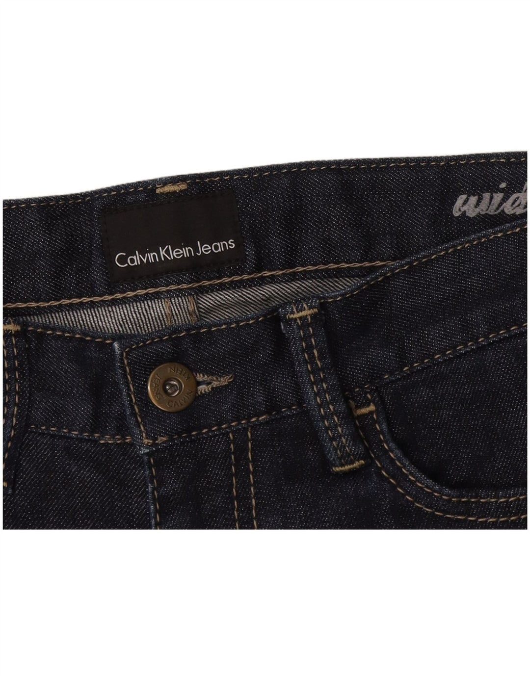 Calvin Klein Shorts jeans feminino de perna larga W28 médio azul marinho