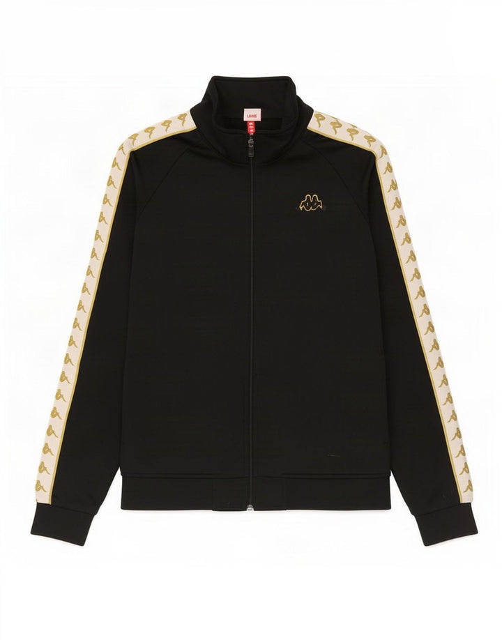 Kappa Mens Graphic Tracksuit Top Jacket Grande Preto Colorblock Poliéster