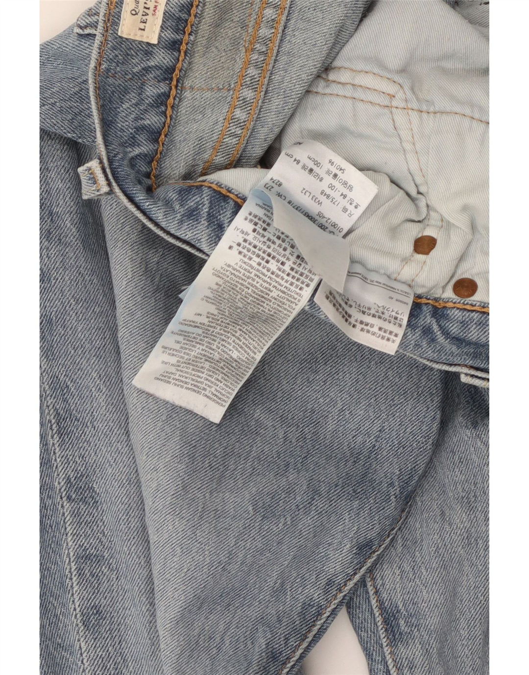 LEVI'S Masculino 505 Straight Jeans W33 L32 Azul Algodão