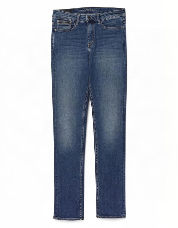 Calvin Klein Masculino Slim Straight Jeans W30 L34 Azul Algodão