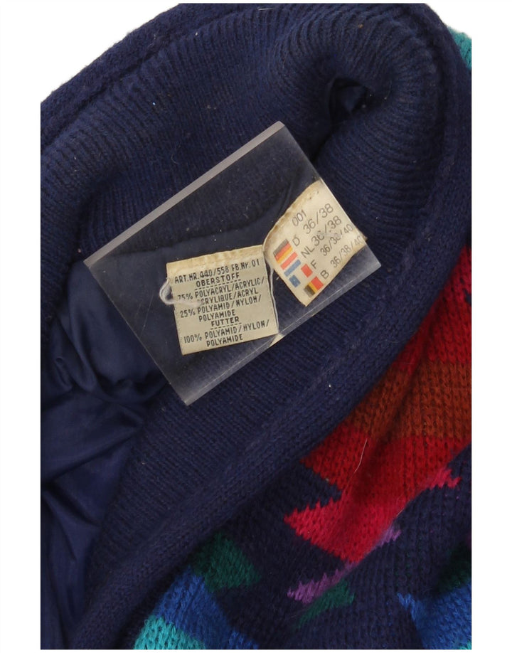 Casaco corta-vento feminino vintage de malha UE 36/38 pequeno asteca multicolorido