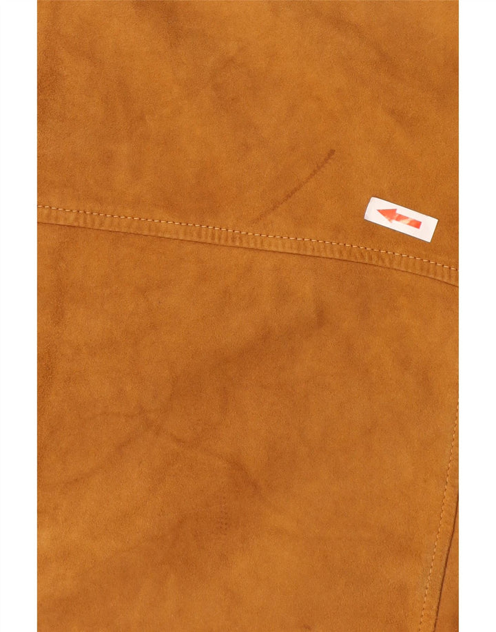 Burton Mens Suede Bomber Jacket Reino Unido 38 Couro Marrom Médio