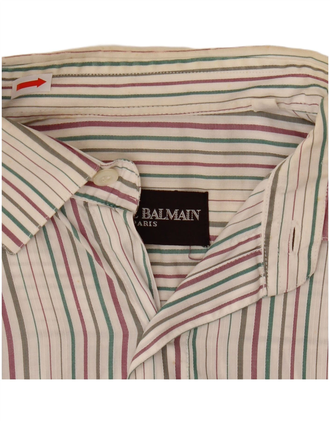 Camisa masculina Pierre Balmain tamanho 40 15 3/4 médio listrado multicolorido
