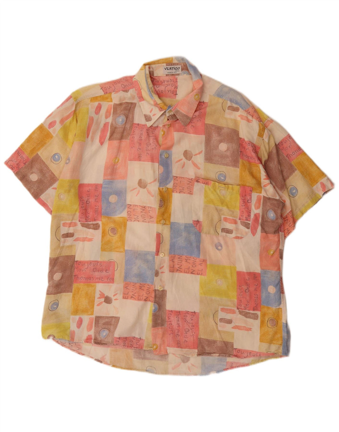 Camisa masculina de manga curta Vertigo 2XL patchwork multicolorido