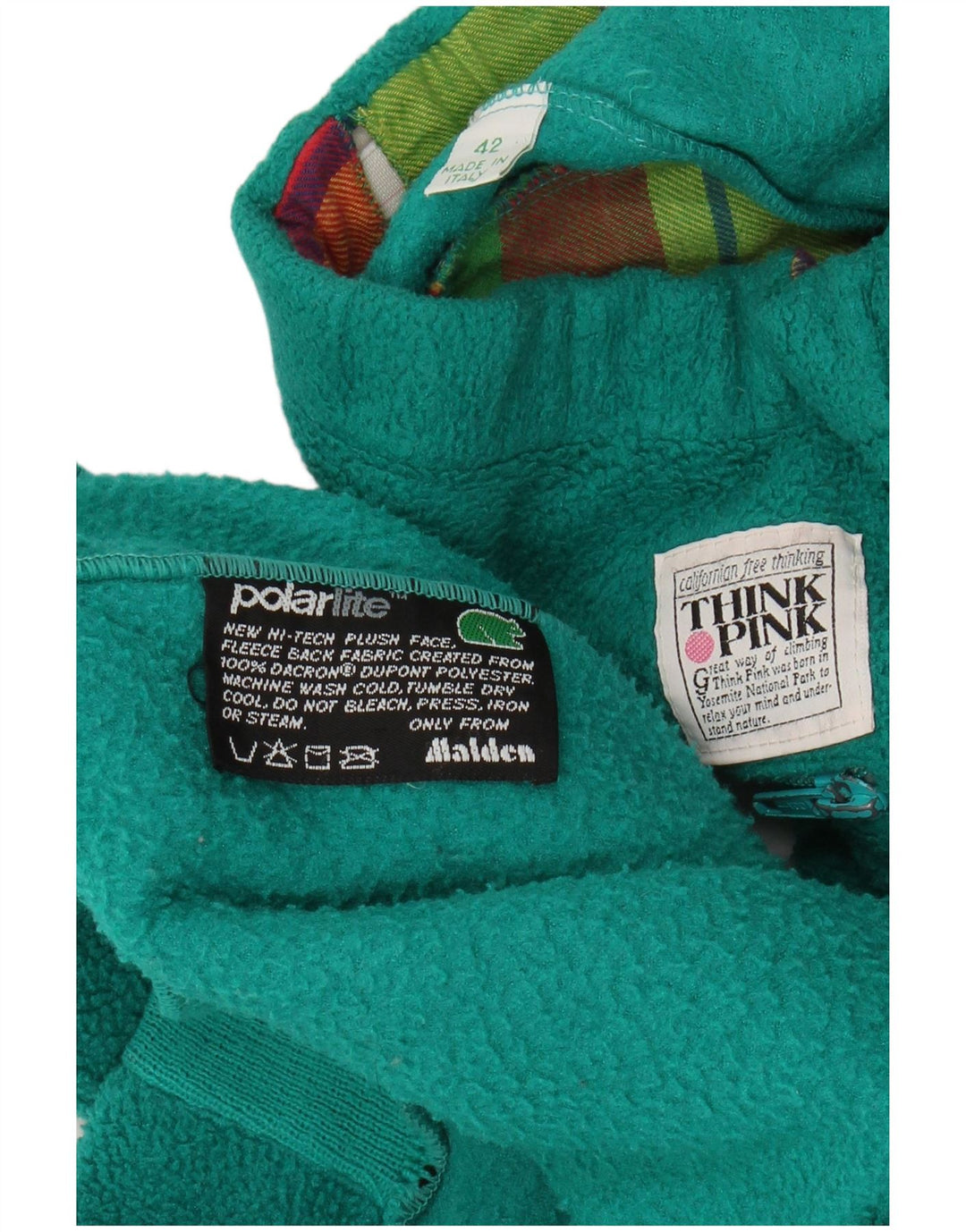 THINK PINK Fato de treino feminino completo de lã IT 42 bloco colorido verde médio