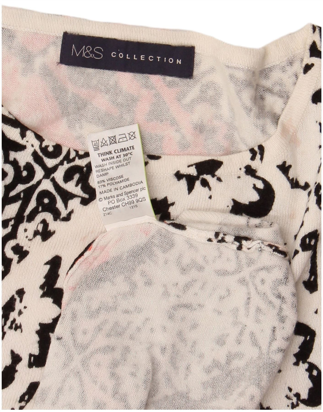 Top feminino Marks & Spencer manga 3/4 Reino Unido 14 grande floral multicolorido