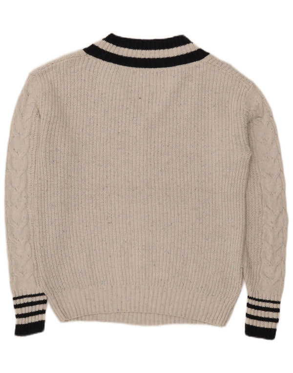 Suéter feminino Marks & Spencer com decote em V grande Reino Unido 6 XS cinza manchado