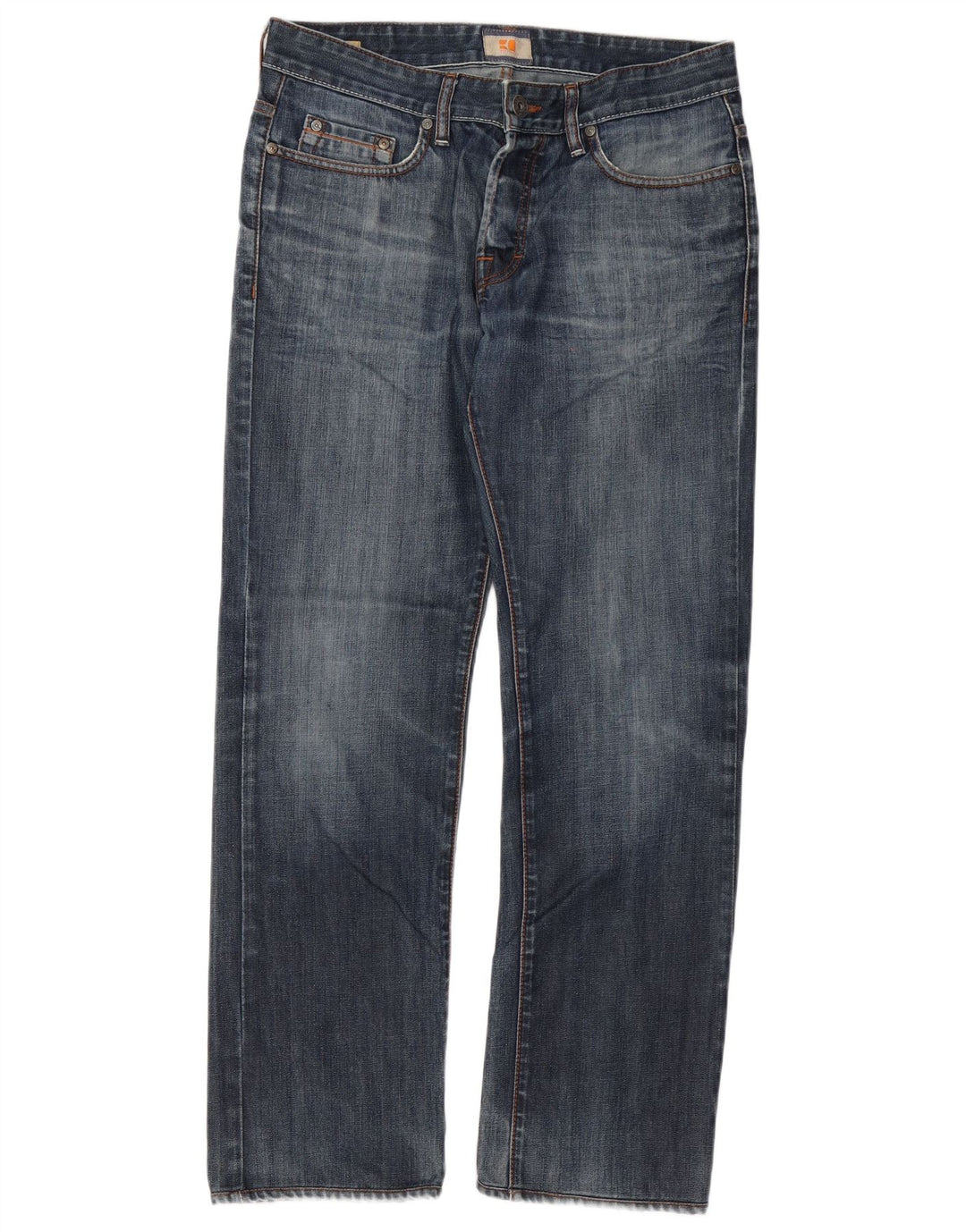 Hugo Boss Mens Straight Jeans W33 L32 Azul Algodão