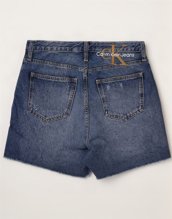 Shorts jeans feminino Calvin Klein desgastado W29 algodão azul médio