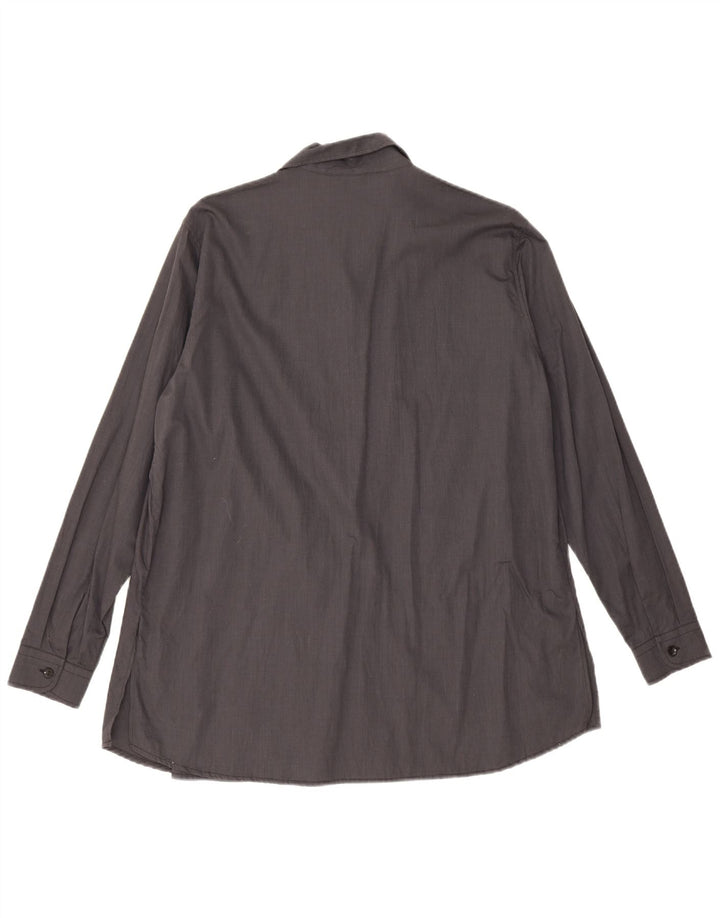 Camisa oversized feminina Benetton UK 10 pequeno algodão cinza