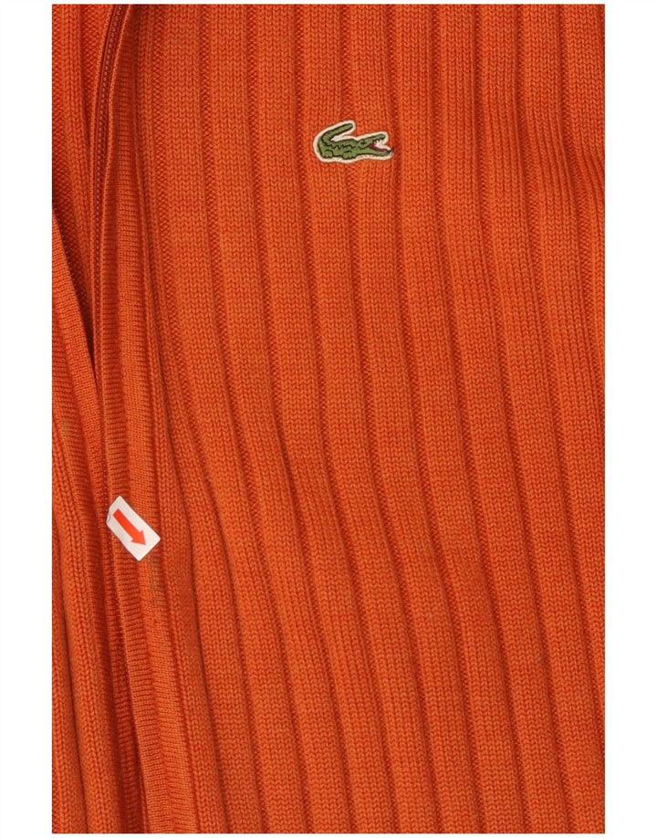 Suéter cardigã masculino LACOSTE tamanho 7 2XL lã laranja