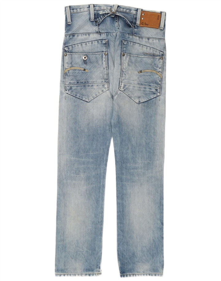 Calça jeans reta masculina G-Star 3301 desgastada W30 L32 algodão azul