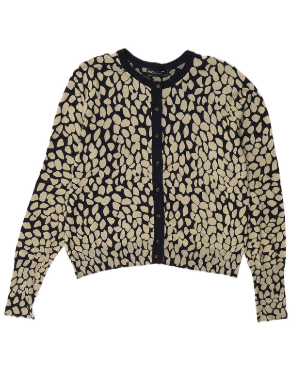 Suéter cardigã feminino Marks & Spencer UK 14 médio preto geométrico