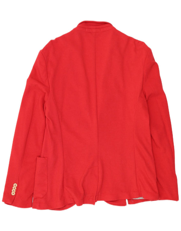 Jaqueta blazer masculina de 2 botões Zara Reino Unido 40 grande algodão vermelho