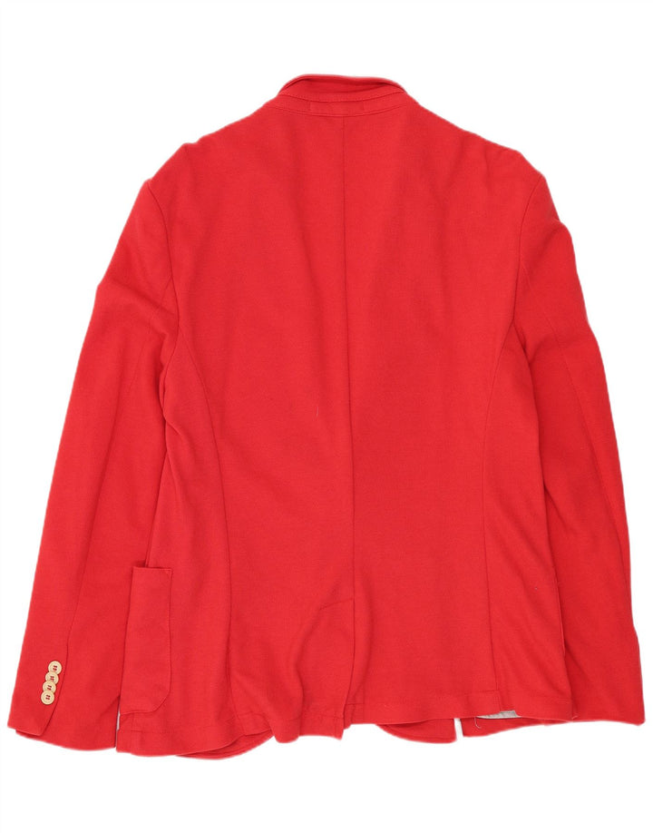 Jaqueta blazer masculina de 2 botões Zara Reino Unido 40 grande algodão vermelho