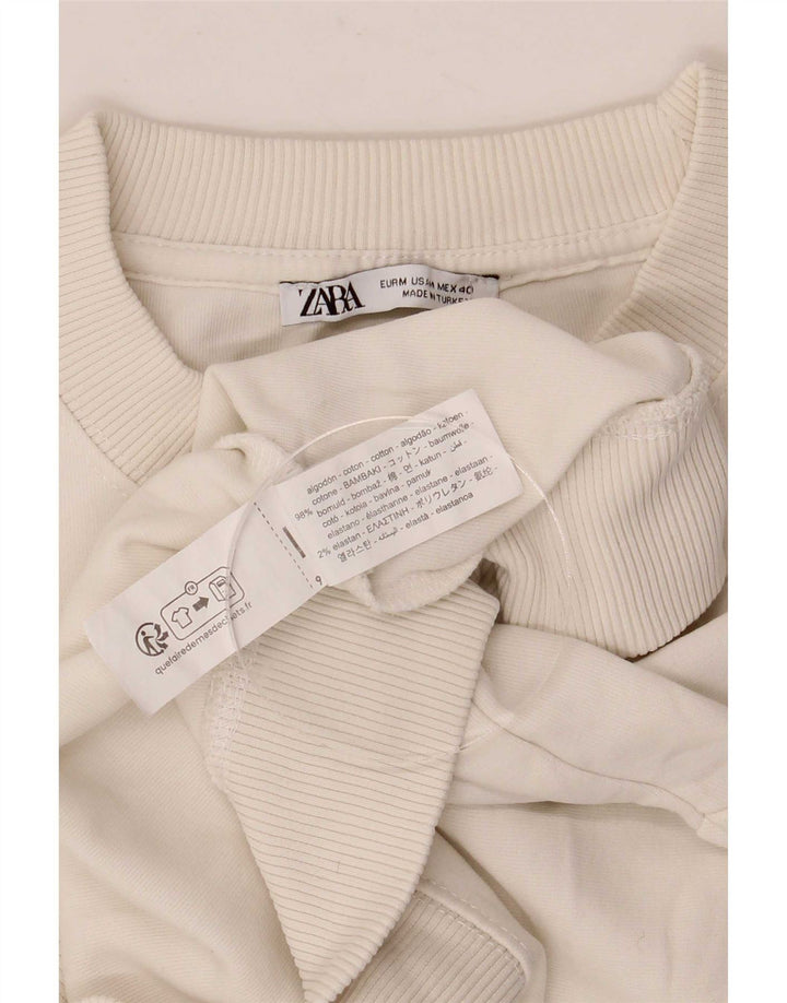 Zara Camiseta masculina grande de algodão branco médio