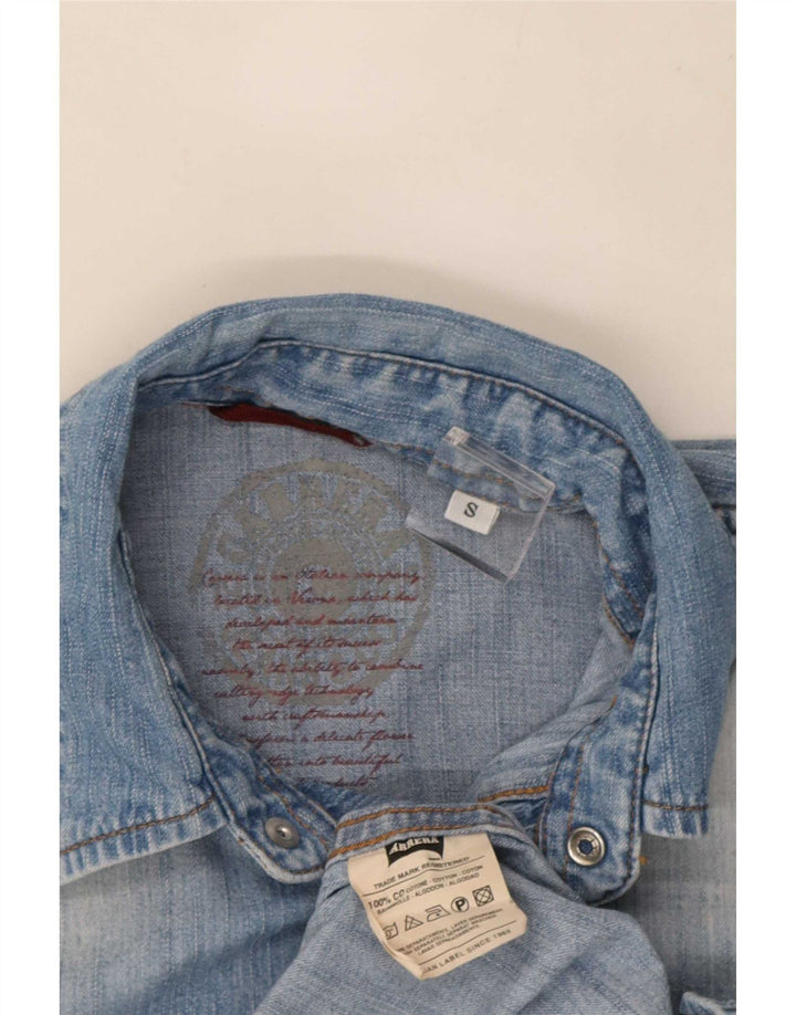Camisa jeans masculina Carrera pequena azul algodão