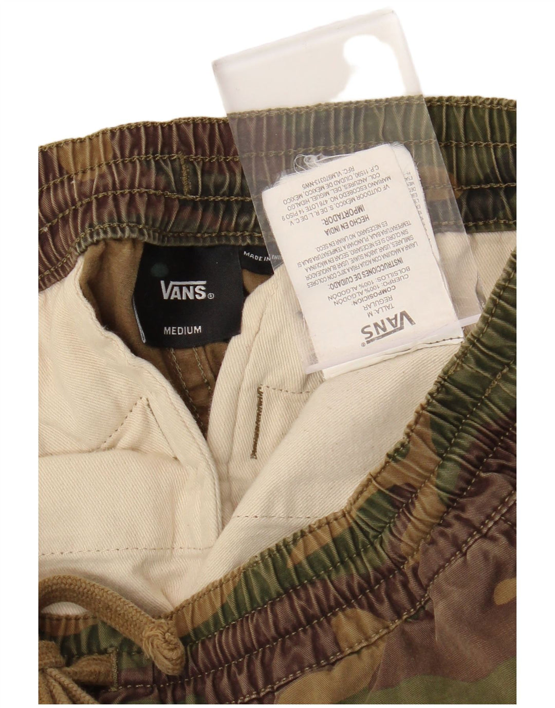 VANS Mens Chino Shorts Médio W30 Cáqui Camuflagem Algodão