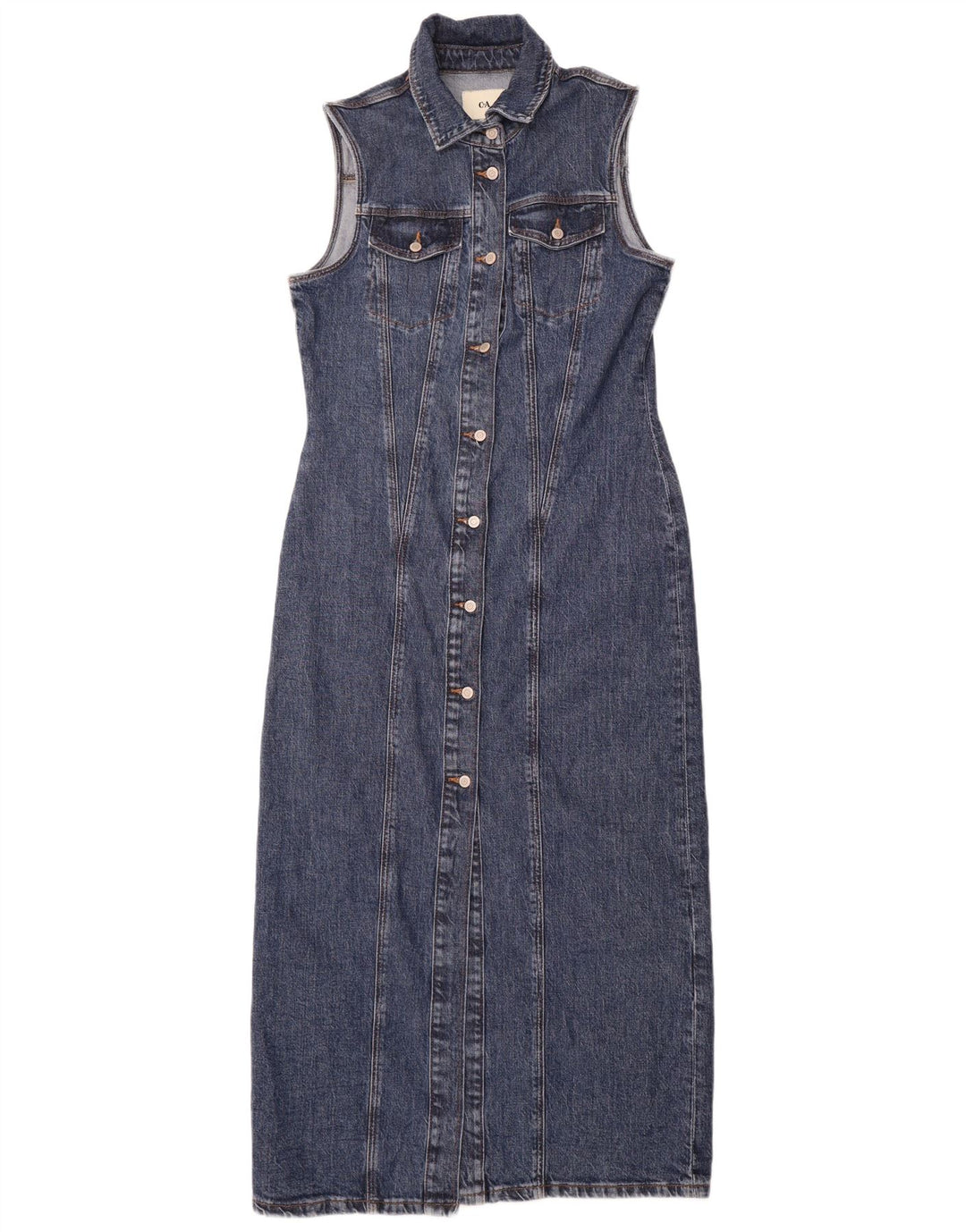 C&A Vestido jeans feminino sem mangas EU 40 algodão azul médio