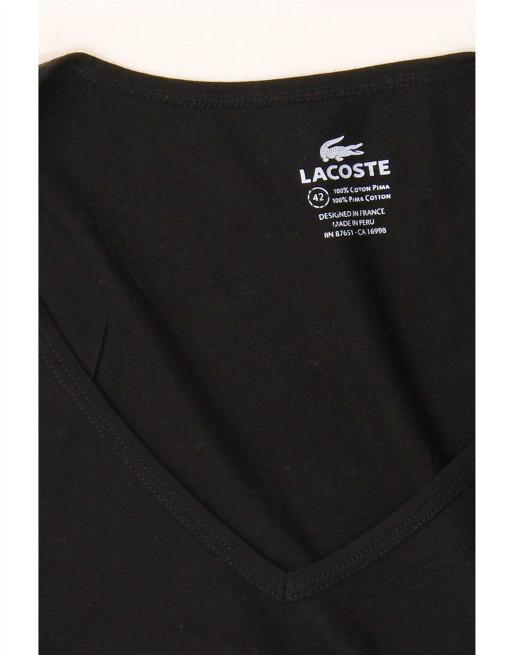 Camiseta feminina Lacoste tamanho superior 42 grande algodão preto