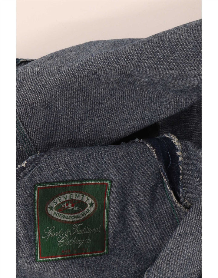 Jaqueta jeans masculina Seventy UK 40 grande azul